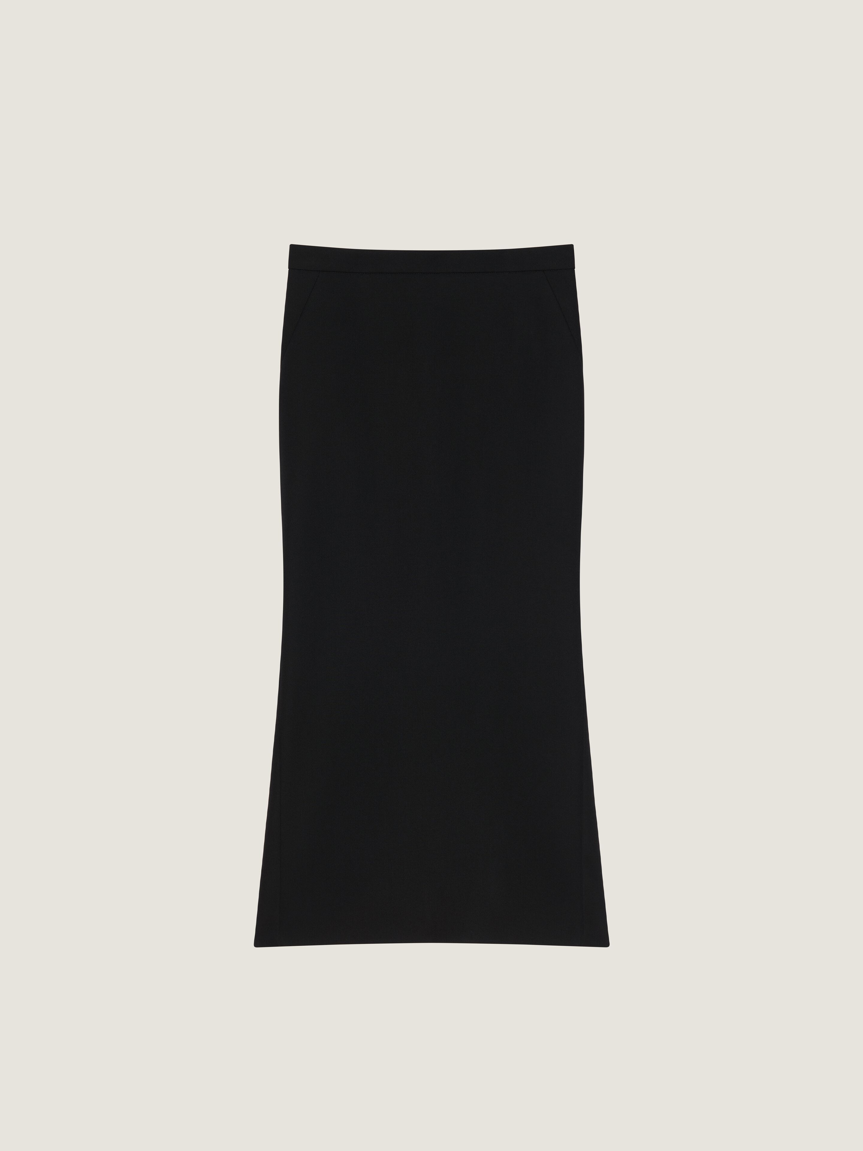 Midi kickback skirt in crepe cady